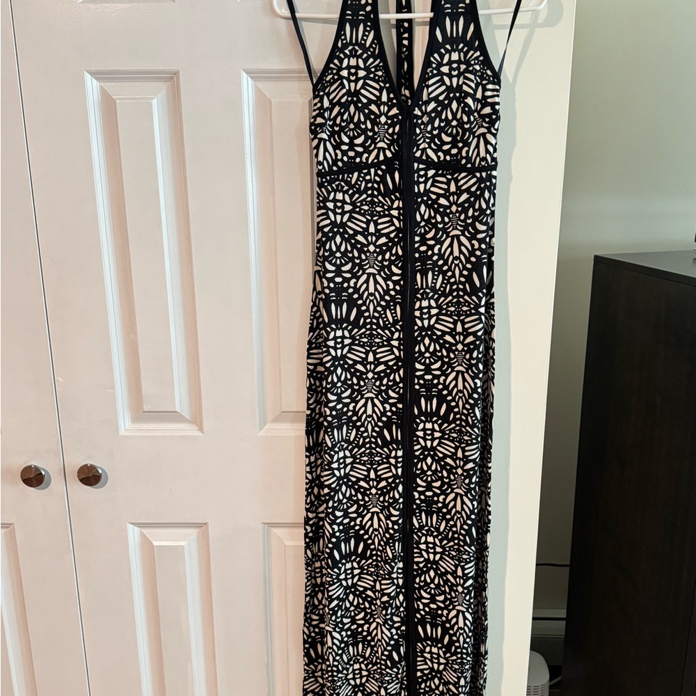 Elegant Black and White Lace Dress